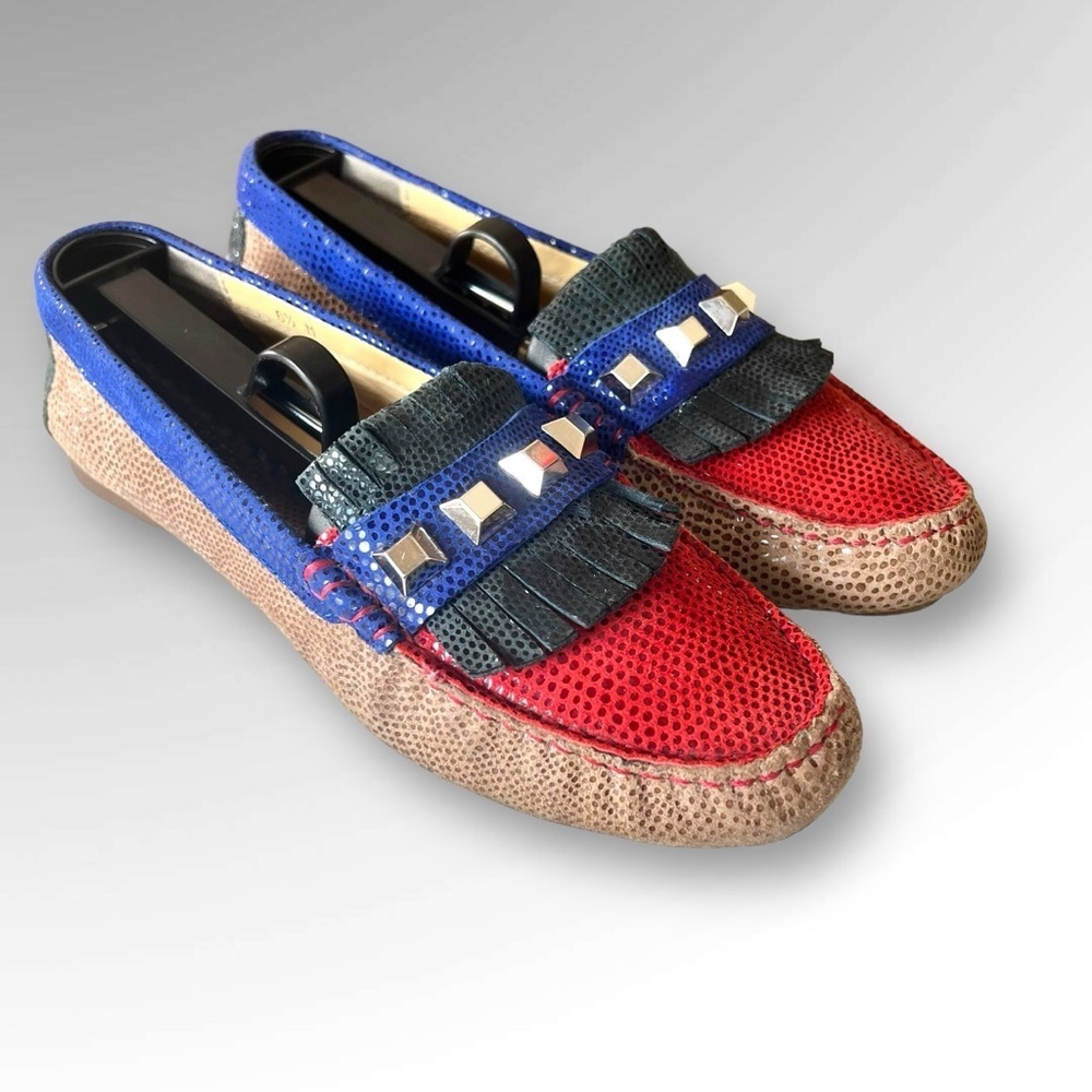 Vaneli Womens Narrow Lizard Embossed Studded Loafers Driving Shoes